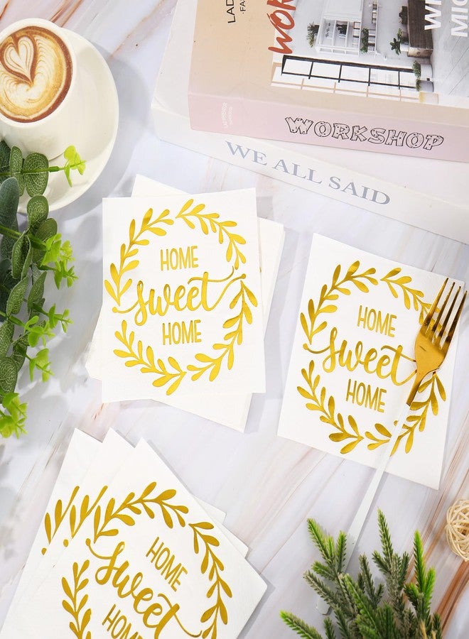 JarThenaAMCS مناديل ورقية للاستخدام مرة واحدة من JarThenaAMCS، 50 قطعة، بتصميم سنابل قمح ذهبية اللون، هدية مثالية للمنزل الجديد، مثالية لحفلات الانتقال إلى منزل جديد. - Image 4